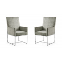 Manhattan Comfort 2-DC029-ST Element Steel Velvet Dining Armchair (Set of 2)